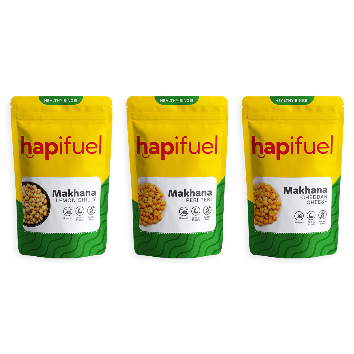 Makhana Jain Combo - 3 Flavour Combo Pack (3 x 35 g) - Hapifuel
