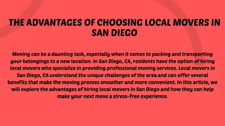 PPT - The Advantages of Choosing Local Movers in San Diego PowerPoint Presentation - ID:12342442