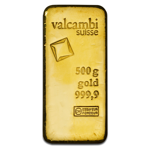 500g Valcambi 999.9 Fine Gold Bar Casted - Bullion & Storage