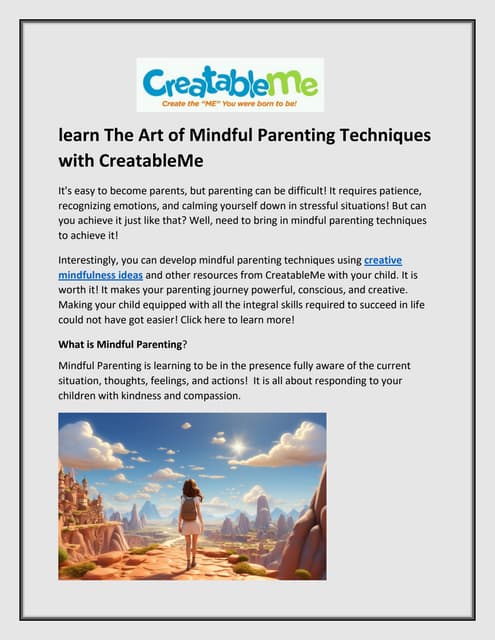 learn The Art of Mindful Parenting Techniques with CreatableMe | PDF