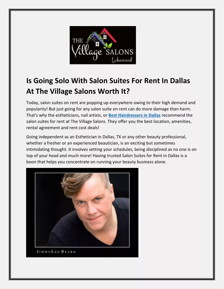 PPT - Is Going Solo With Salon Suites For Rent In Dallas At The Village Salons Worth It PowerPoint Presentation - ID:13107858